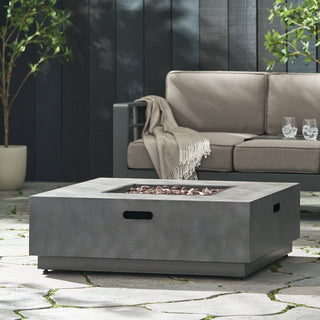 Square Iron Propane Fire Pit Table, 50,000 BTU Outdoor Gas Heater for Patio Gathering