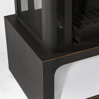 40" Wood Burning Fireplace, 50000 BTU Steel Fire Pit, Wood Burning Chimney for Outside Patio Deck Garden Backyard-Black