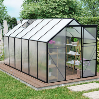 Polycarbonate Greenhouse Raised Base and Anchor Aluminum Heavy Duty Walk-in Greenhouses for Outdoor Backyard in All Season