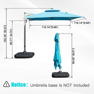 Aluminum Cantilever Patio Umbrella with Tilt Function – Outdoor Offset Market Umbrella for Backyard, Deck & Pool (Base Not Included)