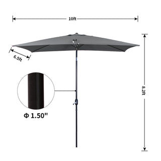 10 ft. Aluminum Rectanglar Market Patio Umbrella in Navy Blue/Red/Tan/Lake Blue/Gray