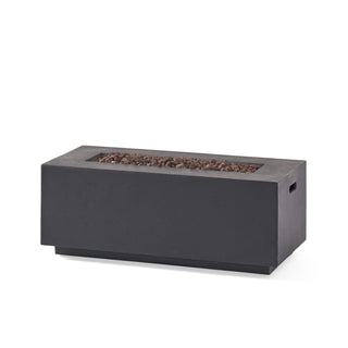 40" Outdoor 40,000 BTU Rectangular MgO Concrete Propane Fire Pit, Light Gray/Dark Gray  (Tank Cover not Included)