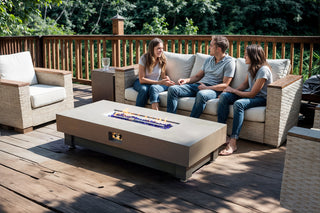 60-INCH FIRE PIT TABLE,Wood Outdoor Gas Fire Pit Table with Rain cover,Rectangular Heater for Patio, Backyard, Deck, Outdoor Modern Patio Fire Pit