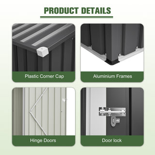 6FT x 4FT Metal Outdoor Storage Shed, Steel Garden Tool Shed for Backyard, Patio & Lawn Storage
