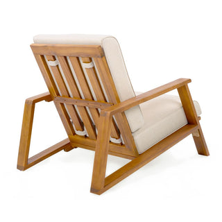 Patio Lounge Chair, Outdoor Club Chair with Cushion and Teak Acacia Wood Frame