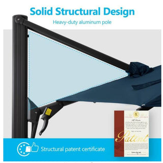 10 Ft Square Large Cantilever Patio Umbrella with 360° Rotation & Tit Adjustment and Heavy Duty Offset Polyester Canopy Deck Umbrella without base