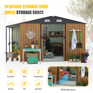 10x12 Ft Outdoor Storage Shed, Extra Large Metal Shed with Lockable Doors, Windows, Outside Steel Tiny House Ideal for Garden, Backyard, Patio Utility, Tool Storage, Chicken Coops