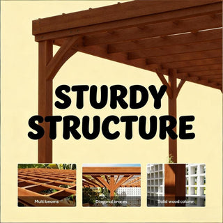 Wooden Outdoor Pergola, Grape Vine Gazebo Shade Structure for Garden, Patio & Backyard Outdoor Living Space
