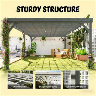 Wooden Outdoor Pergola, Grape Vine Gazebo Shade Structure for Garden, Patio & Backyard Outdoor Living Space