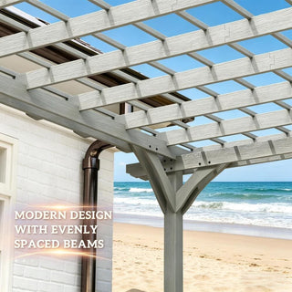 Outdoor Wooden Pergola Gazebo with Grape Trellis for Garden & Patio