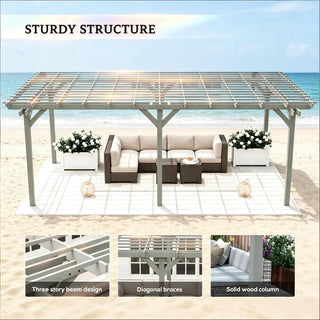 Outdoor Wooden Pergola Gazebo with Grape Trellis for Garden & Patio