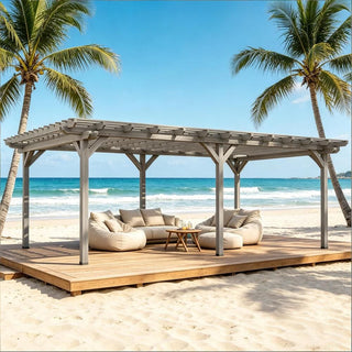 Outdoor Wooden Pergola Gazebo with Grape Trellis for Garden & Patio