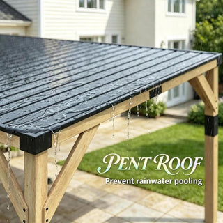 SkyHaven 20x10 FT Wood Lean-To Gazebo with Galvanized Steel Roof, Heavy-Duty Frame for Outdoor BBQ & Patio