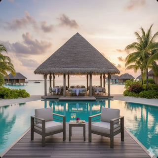 Set of 2 28" All-Weather Metal Patio Armchairs with Thick Gray Cushions & Gray Frame