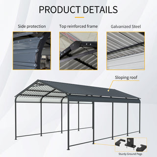 Heavy-Duty Metal Carport with Galvanized Steel Roof and Frame, All-Weather Outdoor Car Shelter Garage for Driveway, Cars, and Trucks