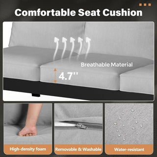75" All-Weather Aluminum 3-seat Patio Sofa with Thick Cushions & Frame