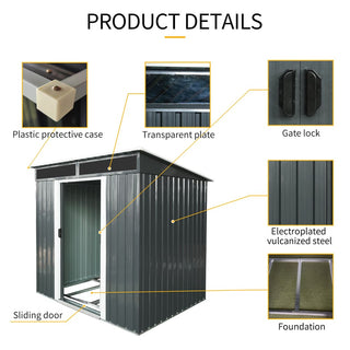 Outdoor Metal Storage Shed 6X5 FT with Window & Skylight Panel, Waterproof Tool Storage for Lawn & Patio