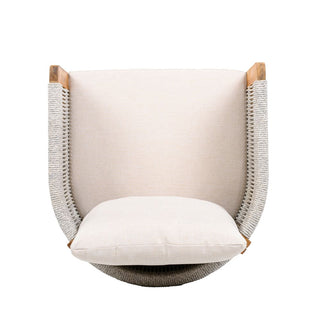 Acacia Wood Outdoor Dining Chairs 2-Pack with Mix White Rope Handles, Washable Waterproof Brown/Grey/Beige Cushions, 400 lbs Capacity