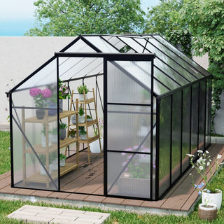 Polycarbonate Greenhouse Raised Base and Anchor Aluminum Heavy Duty Walk-in Greenhouses for Outdoor Backyard in All Season