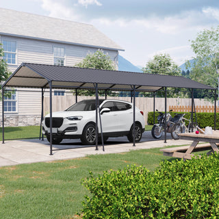 Mondawe Heavy-Duty Galvanized Steel Carport — Large Outdoor Garage for Cars, Trucks, Boats & Tractors