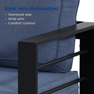 73" All-Weather Aluminum Patio Sofa, 3 Seat Outdoor Couch with Thick Cushions &  Frame