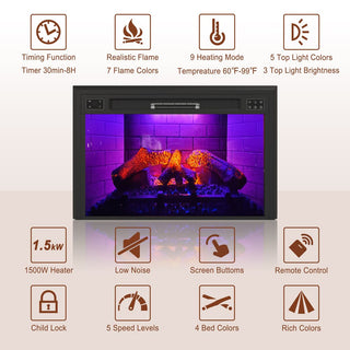 35 Inch Recessed Electric Fireplace – 5120 BTU Heater with Remote Control