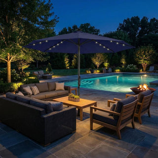 10FT LED Light Electric Market Umbrella with Remote – One-Touch Automatic Patio Umbrella