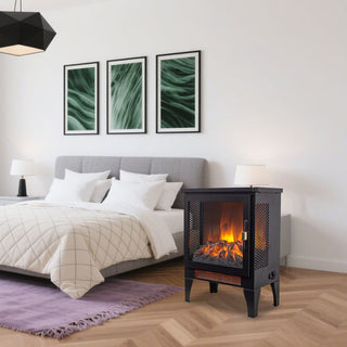 18-Inch Freestanding Electric Fireplace Stove Heater with 3D Flame Effect