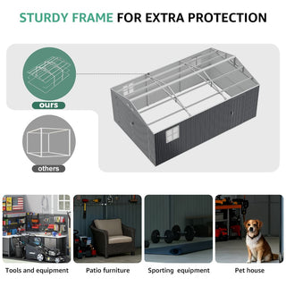 Upgraded 13x20FT Outdoor Storage Shed, Large Metal Garage Shed with Two Windows and Two Translucent Panels for Car, Truck, Bike, Lawnmower, Backyard Tool