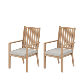 23" All-Weather Aluminum Patio Dining Chairs with Gray Cushions and Khaki/Gray Frame