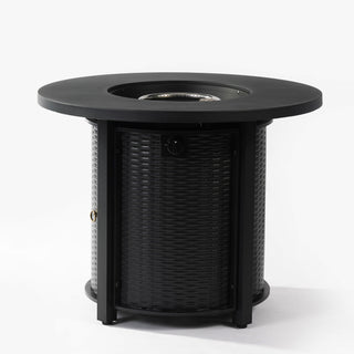 32" Propane Gas Fire Pit Table, 50000 BTU Round Steel Fire Pit for Outside Patio Deck Garden Courtyard-Black