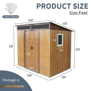 6X5 FT Steel Outdoor Storage Shed with Window and Clear Roof Panel, Rustproof Equipment Shed for Garden & Patio