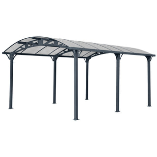 12x16 FT Arch Carport with Aluminum Frame and Polycarbonate Roof Panels, Heavy-Duty Outdoor Car Shelter for Driveway, Cars, and Trucks