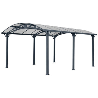12x16 FT Arch Carport with Aluminum Frame and Polycarbonate Roof Panels, Heavy-Duty Outdoor Car Shelter for Driveway, Cars, and Trucks
