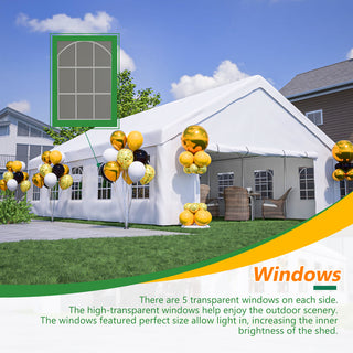20x32 FT Heavy-Duty Party Tent with Removable Sidewalls & 3 Storage Bags, Outdoor Canopy Gazebo for Carport, Camping, Wedding, BBQ & Commercial Events