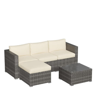 5-Piece All-Weather Wicker Patio Conversation Set With  Cushions and Glass Table