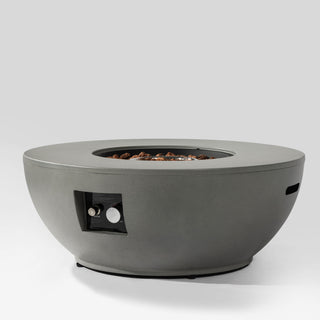 36" Propane Gas Fire Pit Table 2-Pieces, 50000 BTU Round Steel Fire Pit with Tank Holder for Outside Patio Deck Garden Backyard- Grey