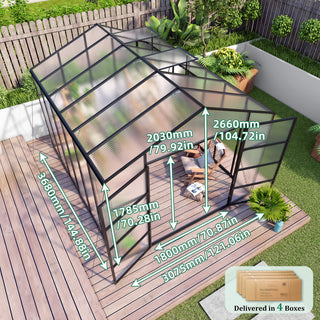 New-Design Walk-In Polycarbonate Greenhouse with Heavy-Duty Aluminum Frame – All-Season Garden & Backyard Greenhouse
