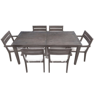 7-Piece Acacia Wood Patio Dining Set with Cushions – Large Table & 6 Chairs for Outdoor Living