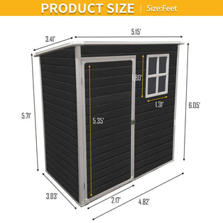 Resin Outdoor Storage Shed Kit, Weatherproof Backyard Organizer for Patio Furniture, Black