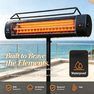 1500W Outdoor Infrared Patio Heater with Tripod Stand, IP65 Waterproof, 3 Heat Levels & 24-Hour Timer