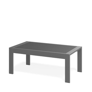 43" x 24" All-Weather Metal Outdoor Coffee Table with Wood-Look Top and Khaki/Black Frame