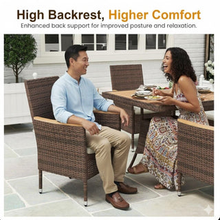 4-Piece All-Weather Brown Rattan Patio Dining Chair