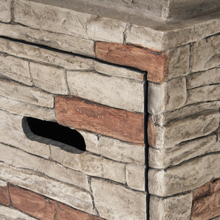 Outdoor 19.50" MGO Fire Column - 40,000 BTU, Natural Stone (Tank Inside)