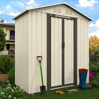 5x3 FT White Outdoor Garden Storage Shed with Apex Roof, Compact Metal Tool Shed for Backyard, Patio & Lawn Storage