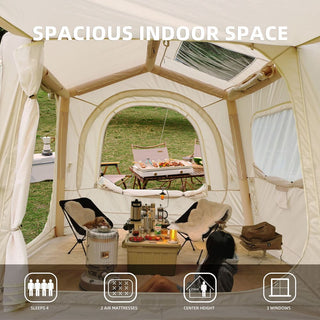 Inflatable SUV Camping Tent, Easy Setup 4-Season Waterproof Oxford Air Glamping Tent for 4-8 Persons