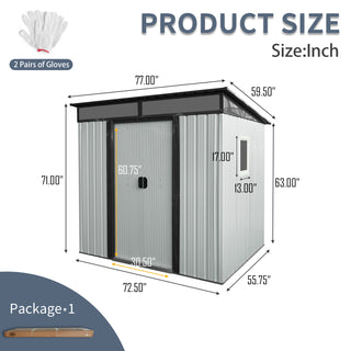6X5 FT Steel Outdoor Storage Shed with Window and Clear Roof Panel, Rustproof Equipment Shed for Garden & Patio