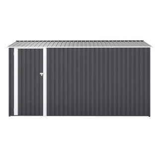 Outdoor Storage Shed 9×11 FT with 3 Lockable Doors,Utility Tool Shed Metal Storage Garden Sheds 4 Vents,Metal Sheds with Galvanized Steel Frame,for Backyard,Patio,Lawn,Grey