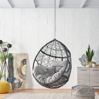 Outdoor Teardrop Swing Chair With Polyethylene Rattan And Cushions
