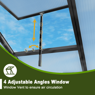 Walk-In Outdoor Polycarbonate Greenhouse with Aluminum Frame – Adjustable Vents, Lockable Door & UV Protection for Backyard
